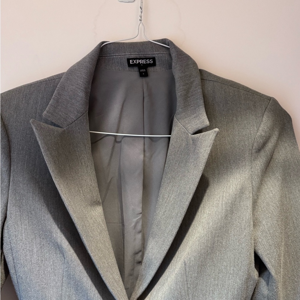 Express Light Grey Women's Single-Button Blazer - image 2